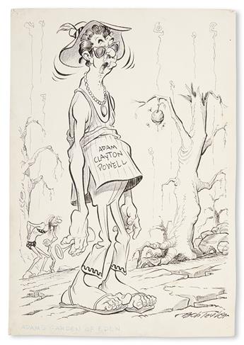 (POLITICS.) Taylor, Bob. Caricature of Adam Clayton Powell titled Adams Garden of Eden.